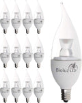 Bioluz LED Light Bulb 40W Candelabra Flame Tip - Warm Dimmable
