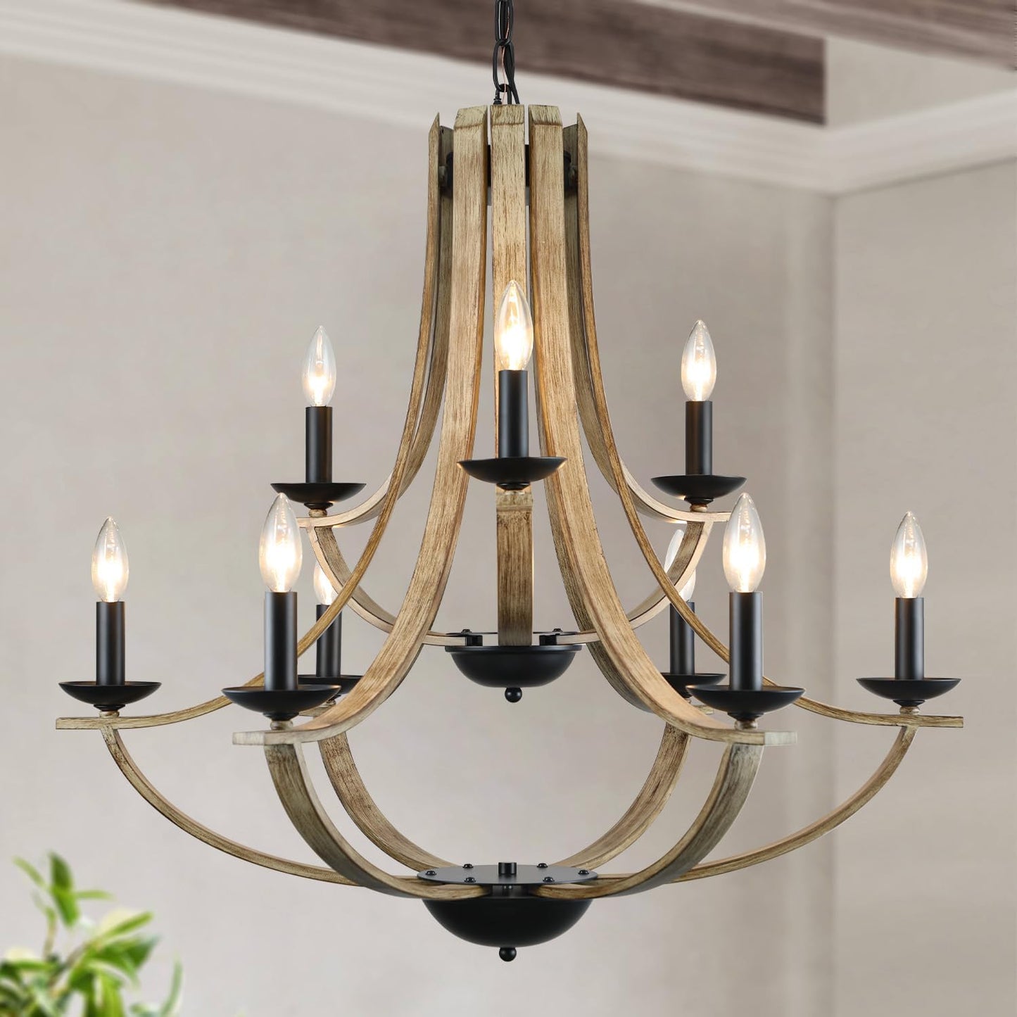 Farmhouse Chandeliers for Dining Room with Adjustable Height