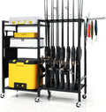 16-Rod Fishing Rod Holder Rack - Mobile 3-Tier Organizer