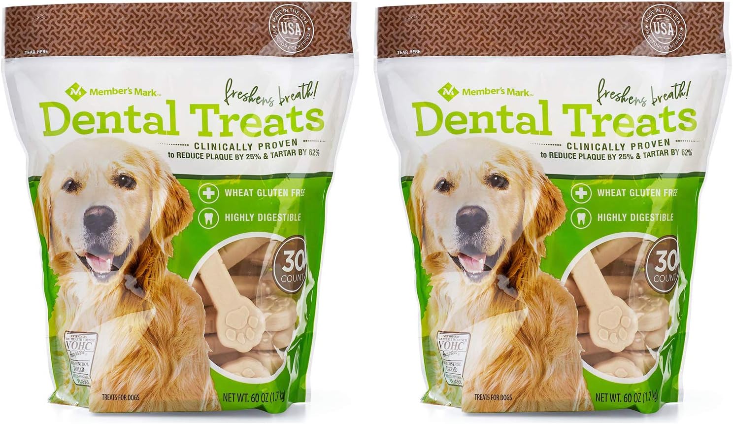 Member's Mark Dental Chew Treats for Dogs - 30 ct. / 2 Pack