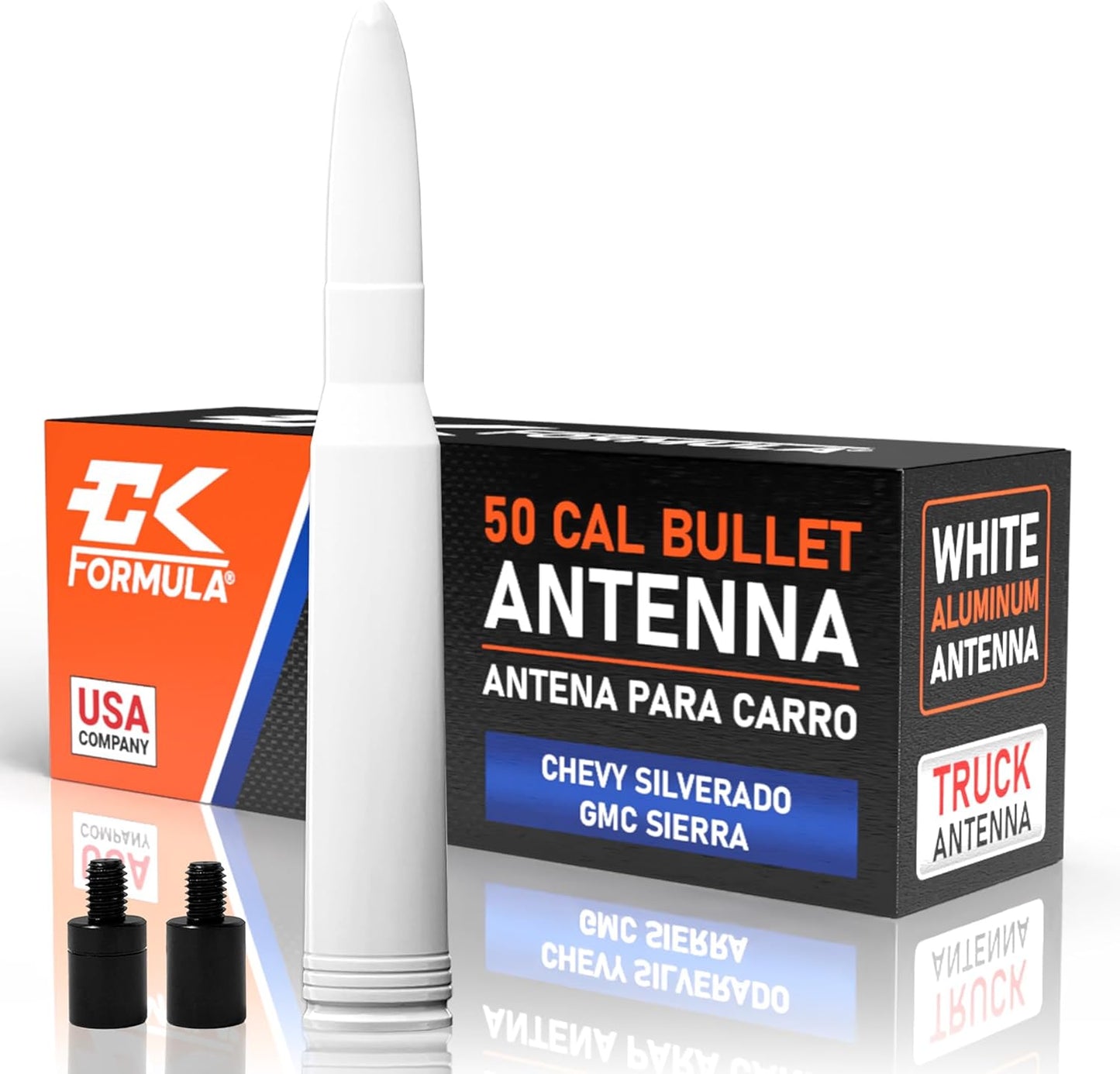 White 50 Cal Bullet Antenna for Chevy Silverado & GMC Sierra
