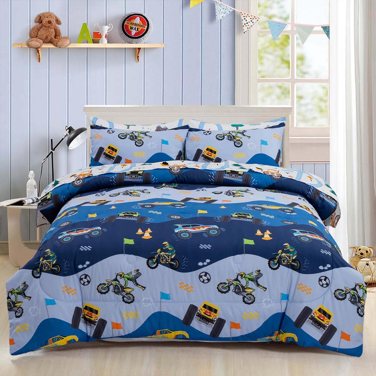 Holawakaka Boys 5-Piece Bedding Set with Construction Cars Design