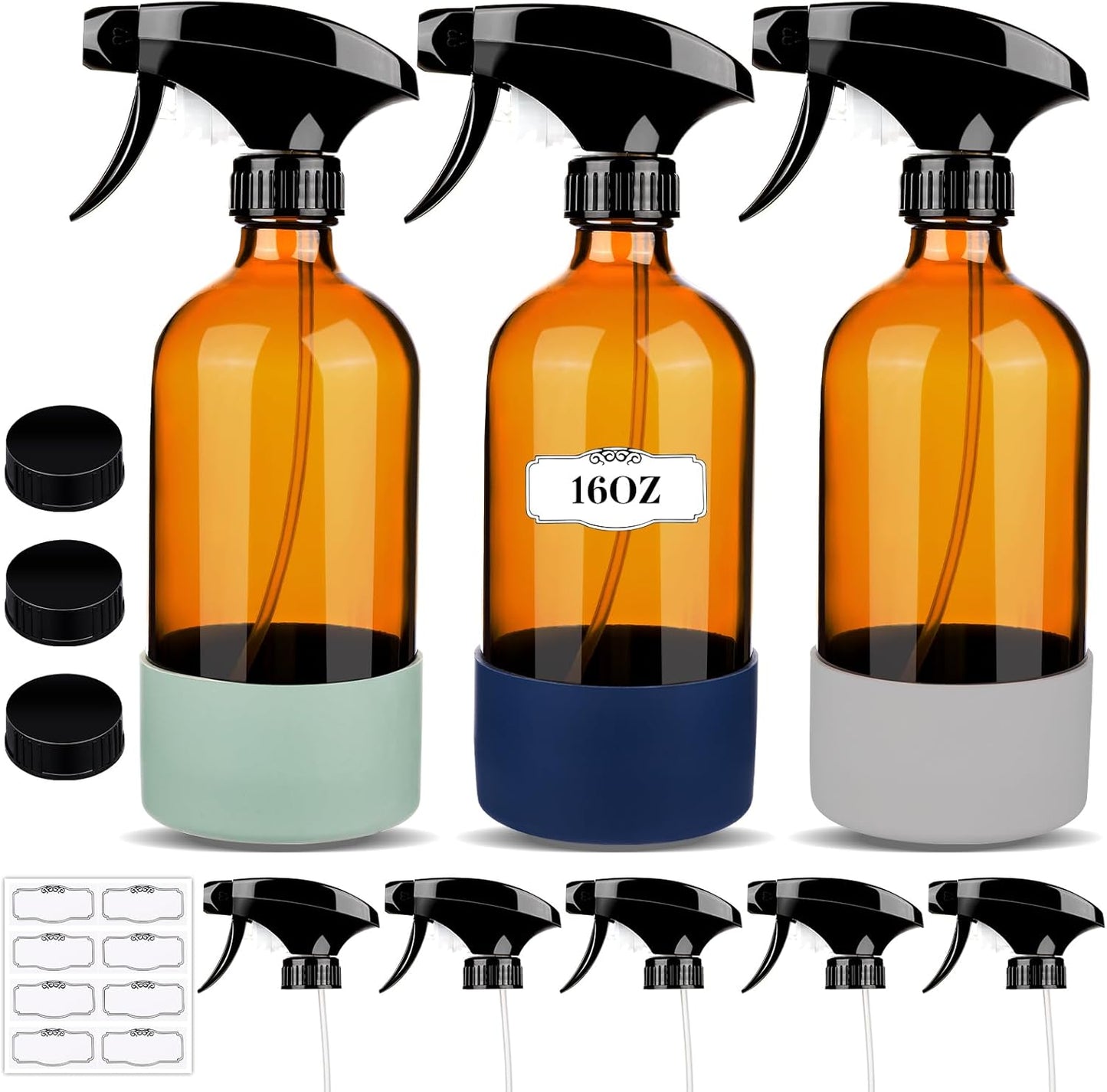 Adjustable Nozzle Glass Spray Bottles - 3 Pack