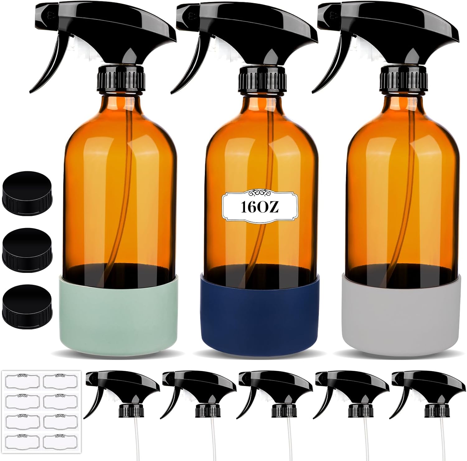 Adjustable Nozzle Glass Spray Bottles - 3 Pack