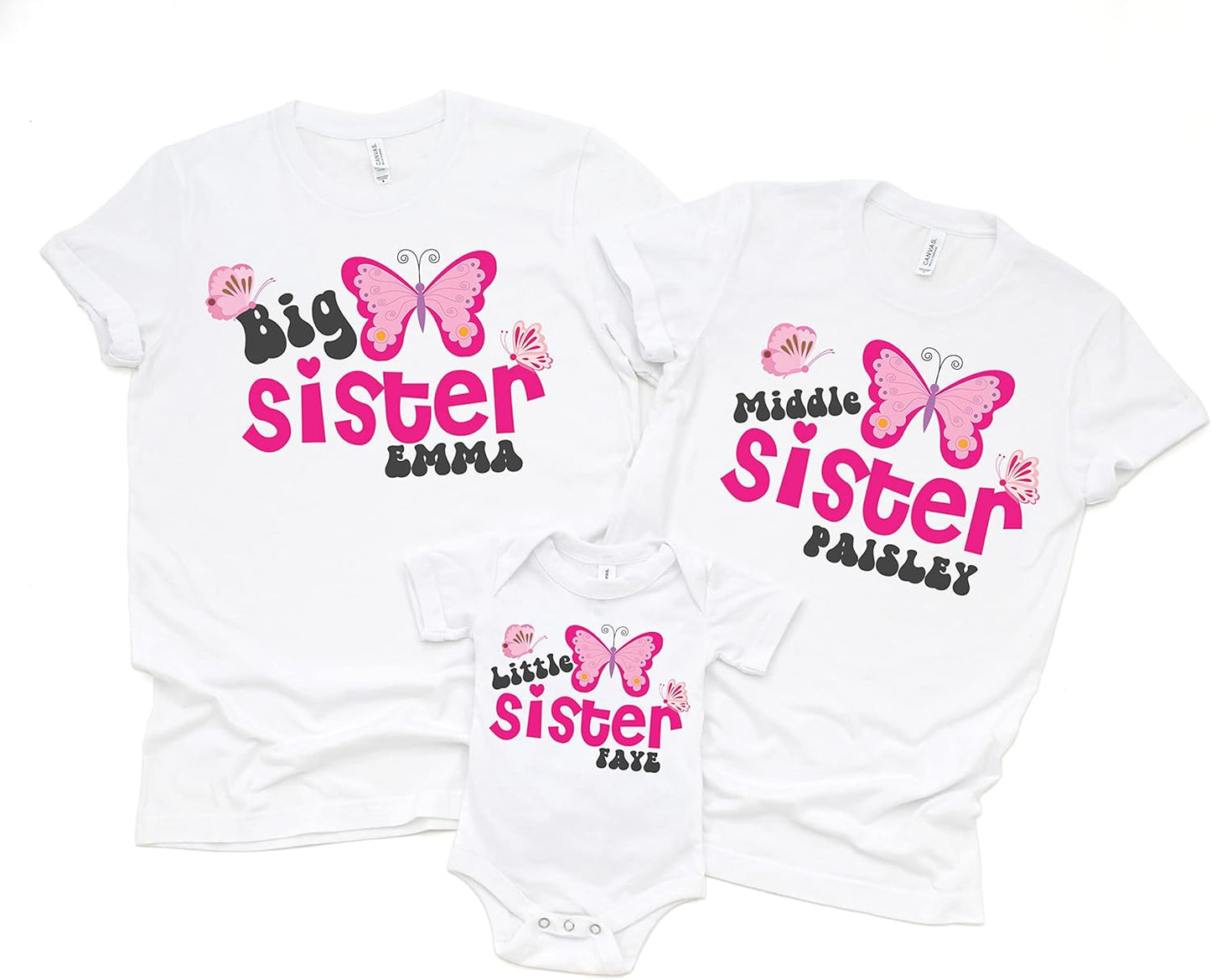 Personalized Big Sister Middle Sister Little Sister Shirt Set of 3