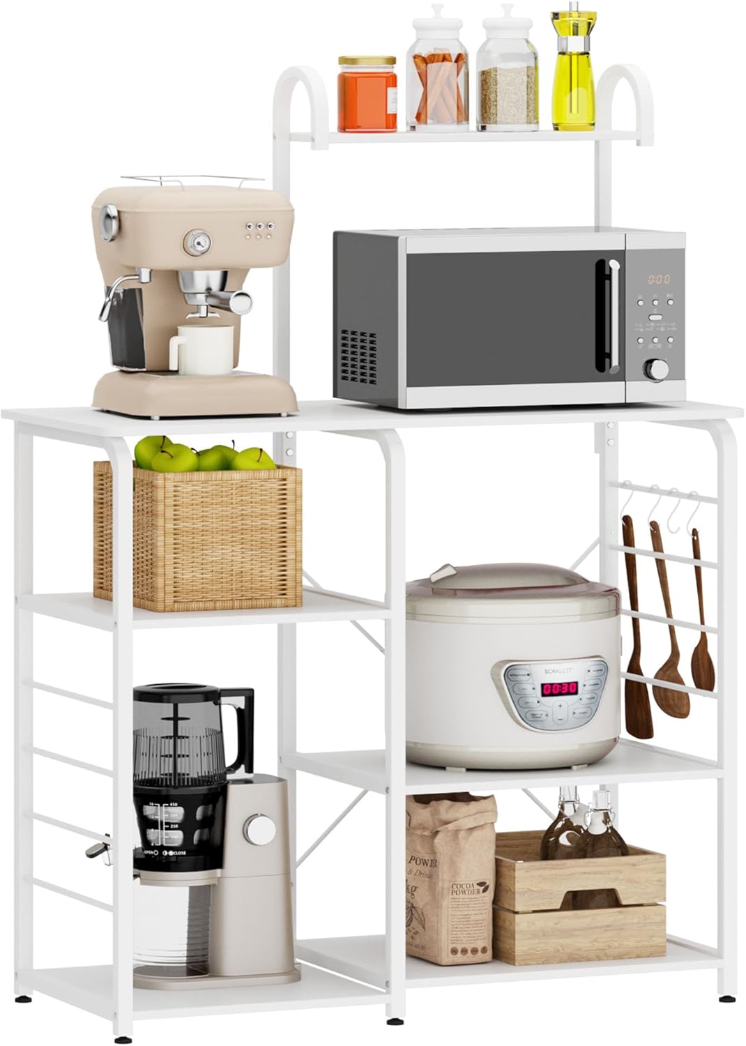 soges White Microwave Cart: Multi-Functional Storage Workstation