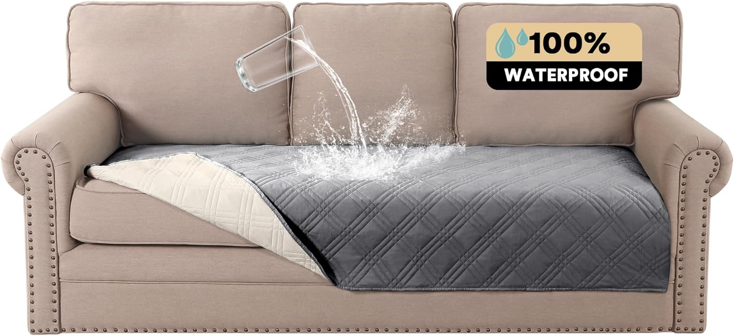 PrinceDeco Waterproof Blanket Couch Cover for Dogs - Grey