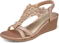 Wedge Sandals for Women Low Heel Platform - Comfortable Floral Dressy