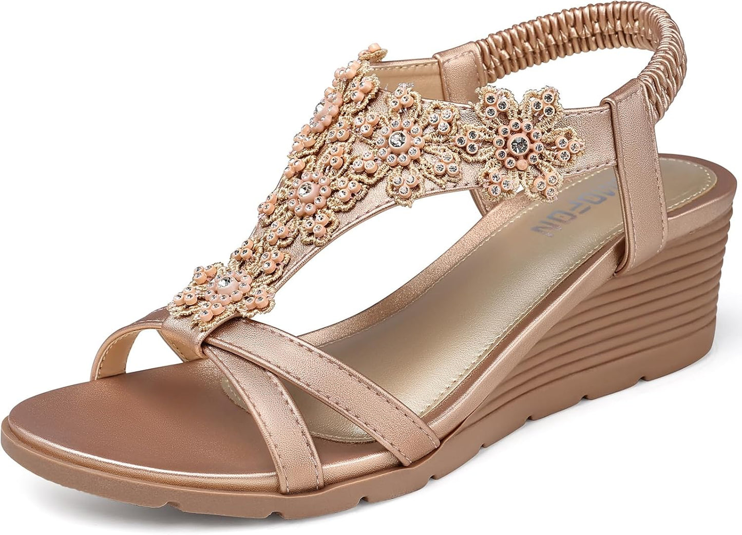 TEMOFON Women's Low Wedge Heels Summer Dressy Platform Sandals
