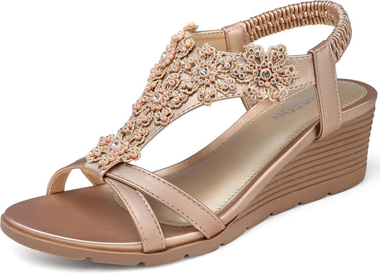 Stylish Women's Low Wedge Heels Summer Dressy Platform Sandals