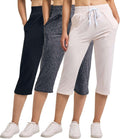 Women's 3-Pack Capri Sweatpants with Drawstring - Soft, Breathable Fit