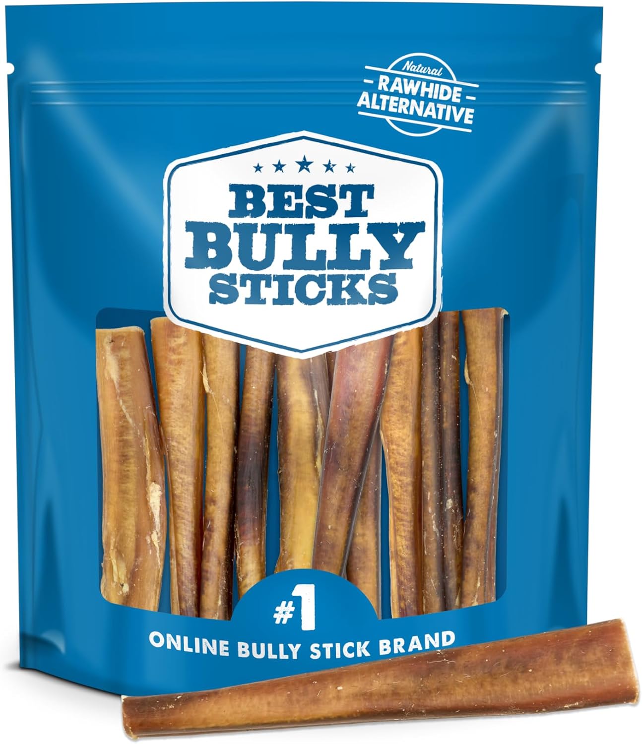 Natural Jumbo Bully Sticks for Large Dogs - 10 Count Pack