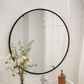 Circle Mirror Black 36 in Round Wall Mirror - Modern Brushed Frame
