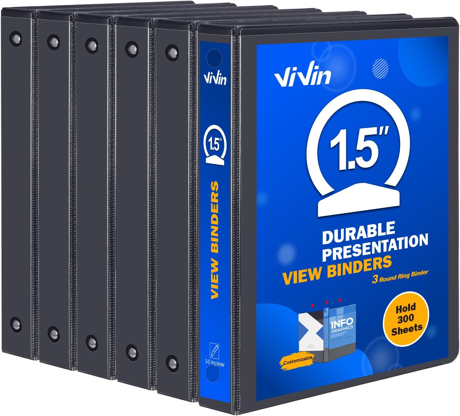 3 Ring Binder 1-1/2 Inch for Office, Home, and School Use