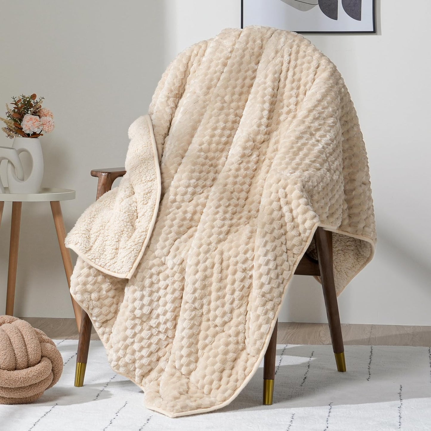 Wemore Fleece Weighted Blanket for Adults, Cozy Dual-Sided Design