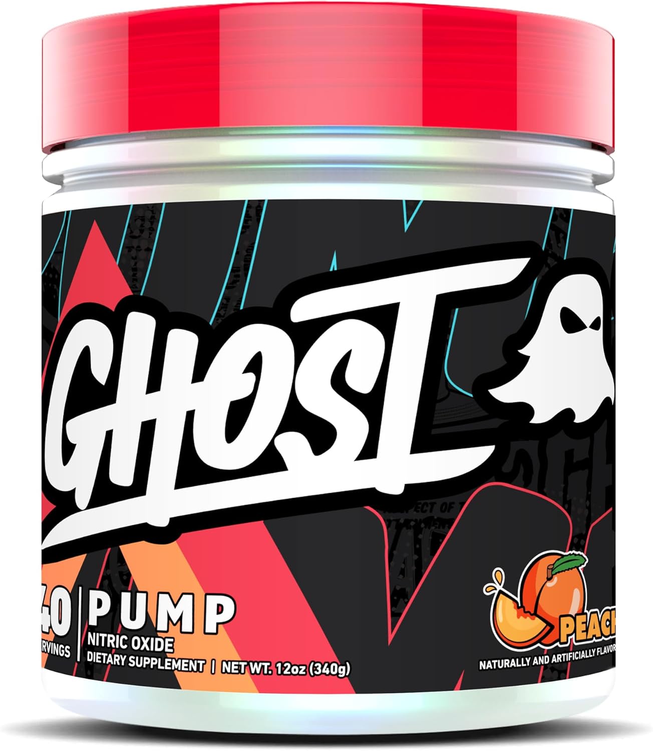 GHOST Pump Nitric Oxide Powder - Sugar-Free Peach Pre-Workout