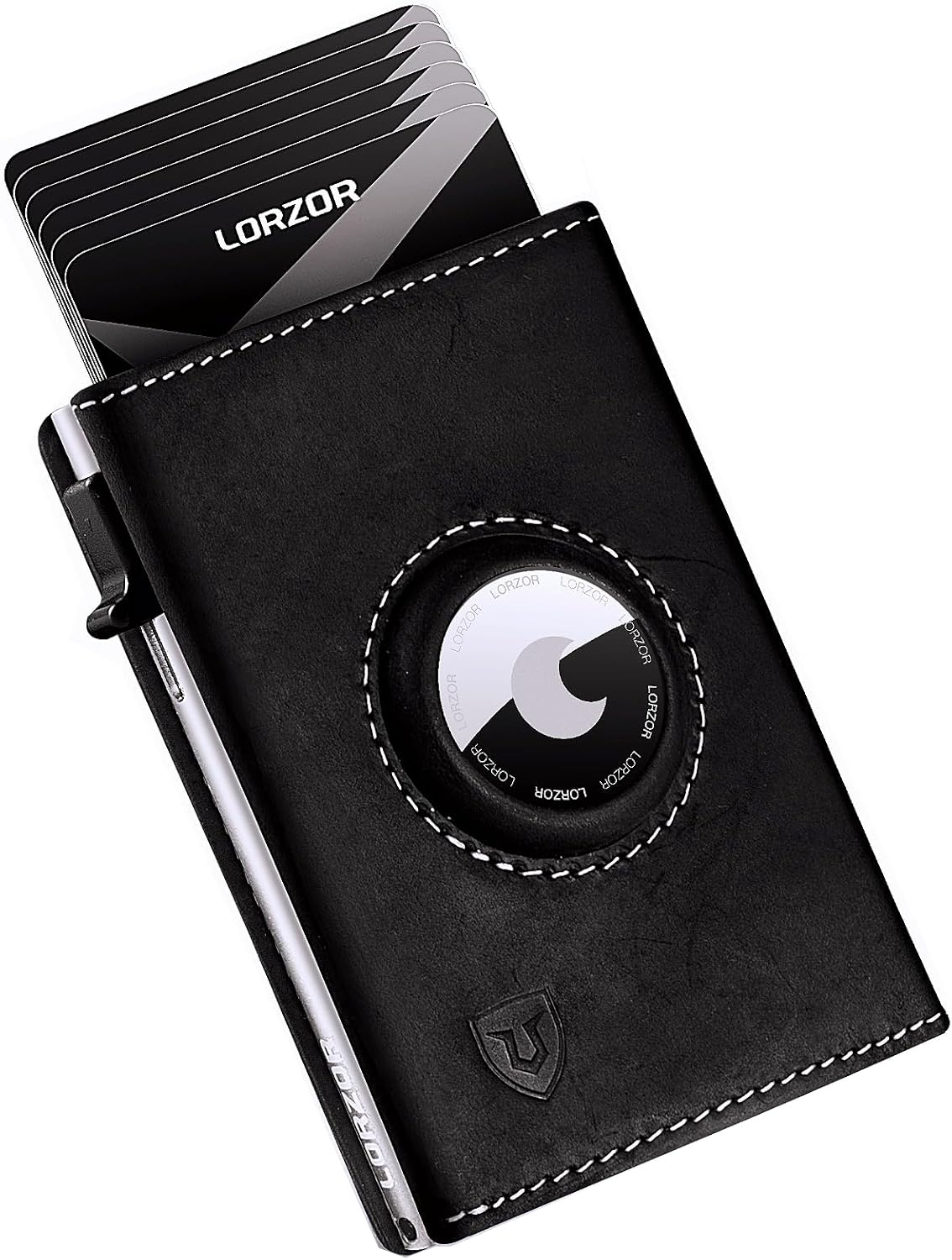 LORZOR AirTag Wallet - Full Grain Leather Minimalist Design