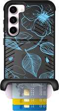 Samsung Galaxy S23 Plus Case with Card Holder - Blue Hibiscus