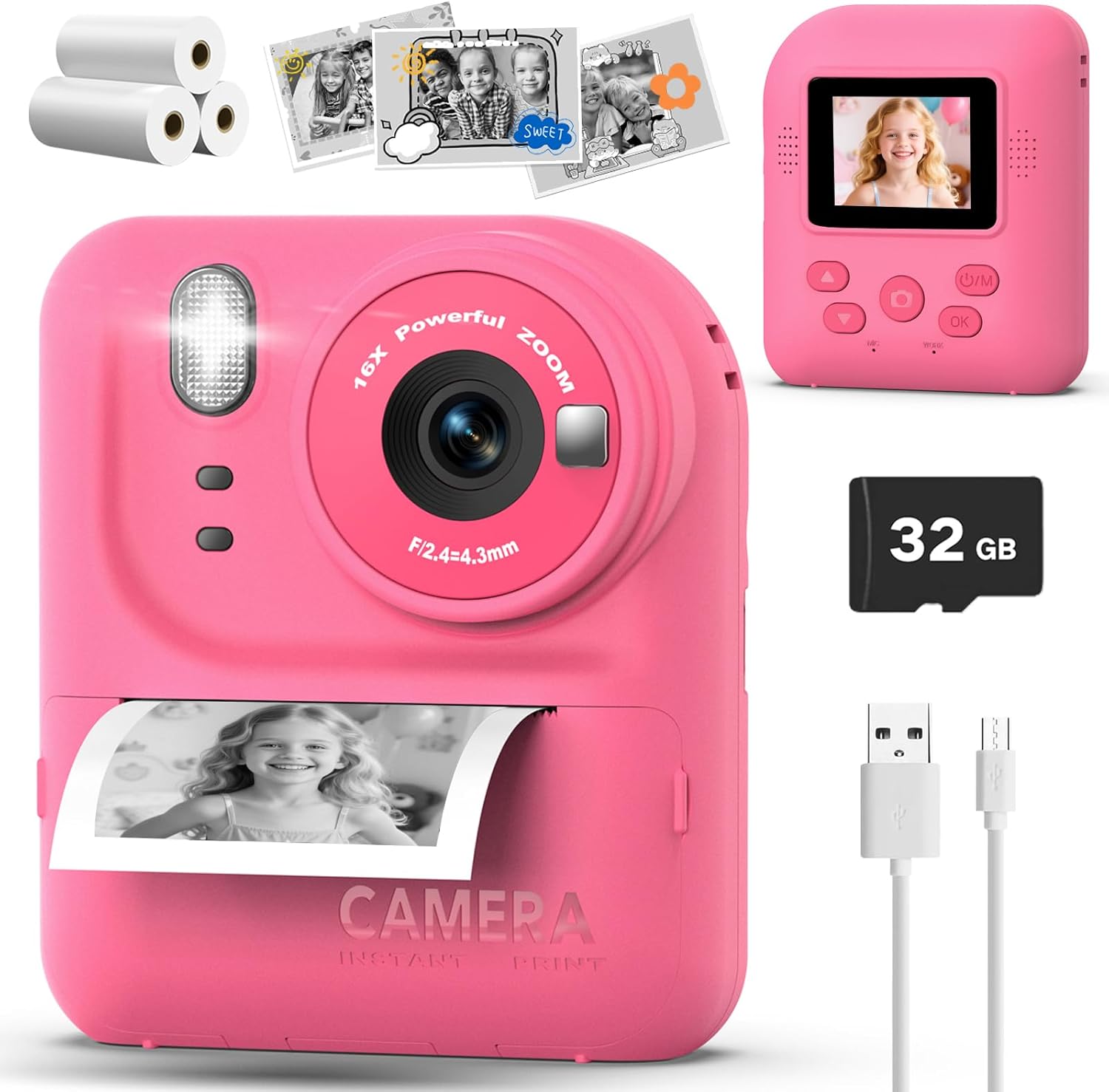 Kids Camera Instant Print Photo Toy for Creative Learning Fun