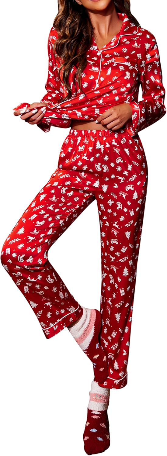 Ekouaer Silk Satin Pajamas Set for Women - Soft and Comfy Sleepwear
