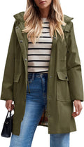 Women's Waterproof Rain Jacket Long Hooded Trench Coat - Lightweight