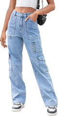 Cargo Pants Women High Waist Wide Leg - Comfy 7-Pocket Trousers