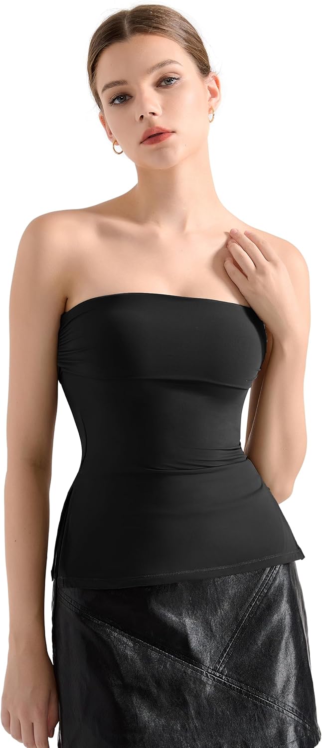 Trendy Tube Tops for Women with Side Split and Backless Design