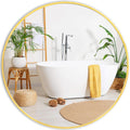 Fabuday Gold Circle Mirror for Bathroom - 24 in Golden Framed Round