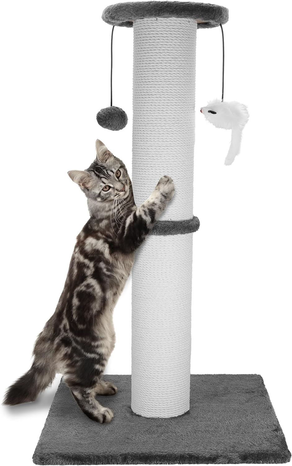 Heavy Duty Cat Scratching Post 34in with Sisal Rope and Toys