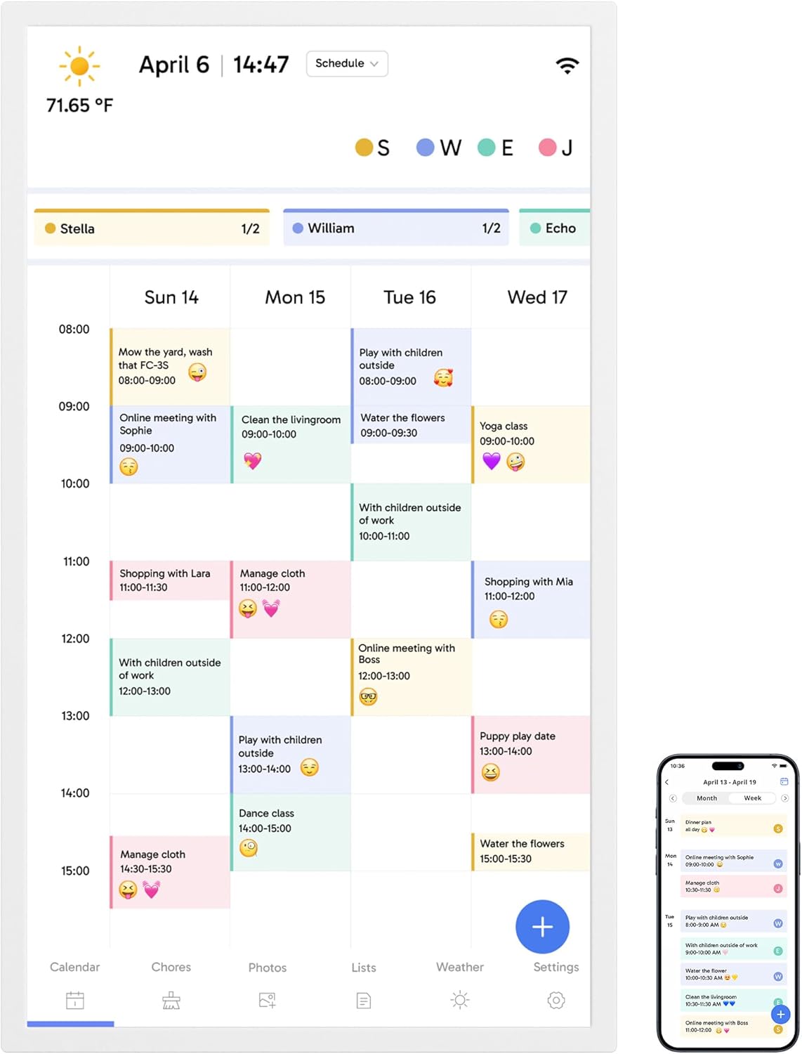 Dragon Touch 32in Digital Calendar Chore Chart for Family