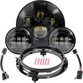 Motorcycle LED Headlight 7in with 4.5in Passing Lamps and Mounting