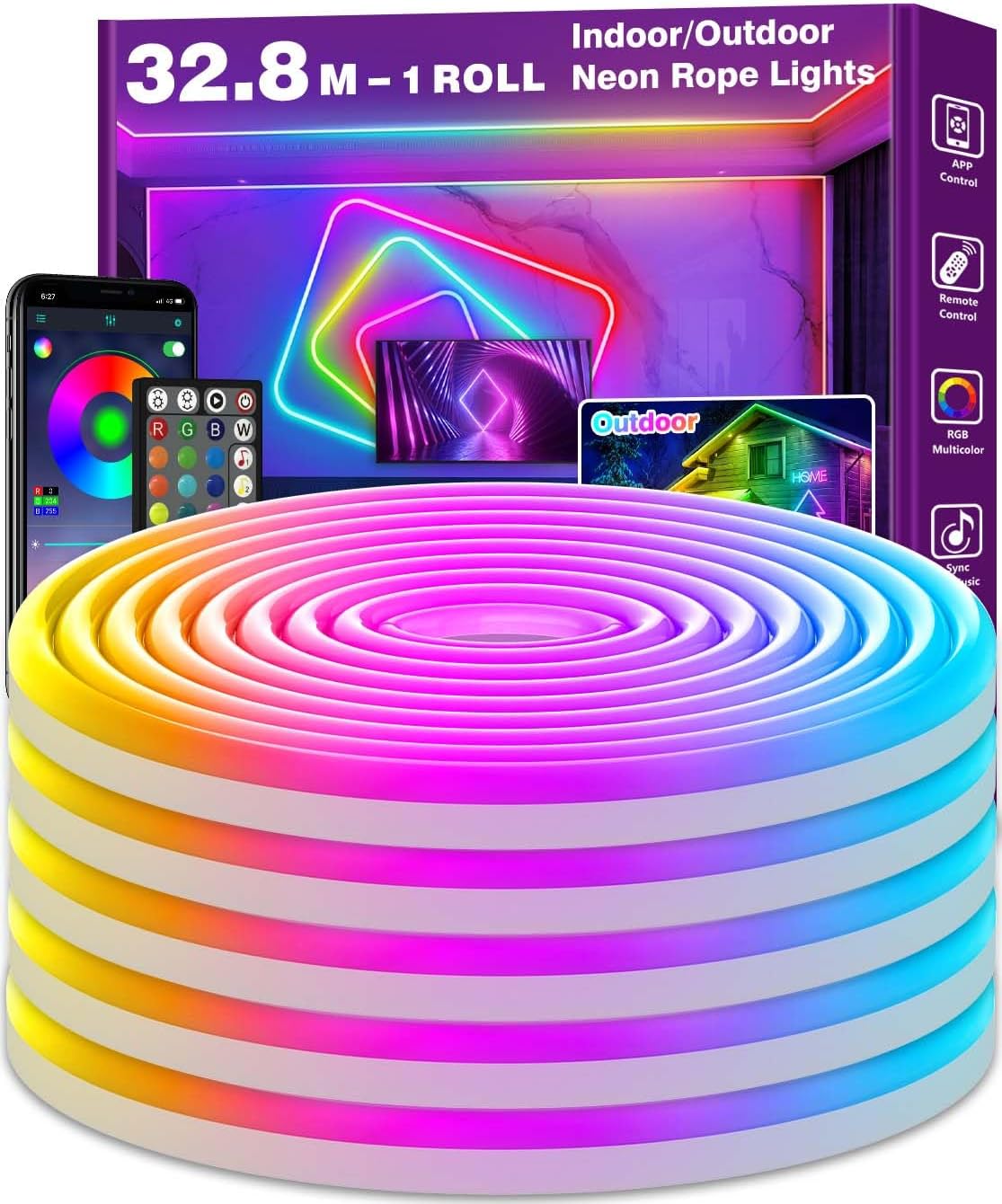 AILBTON 32.8Ft Neon Rope Lights for Ambience and Decor