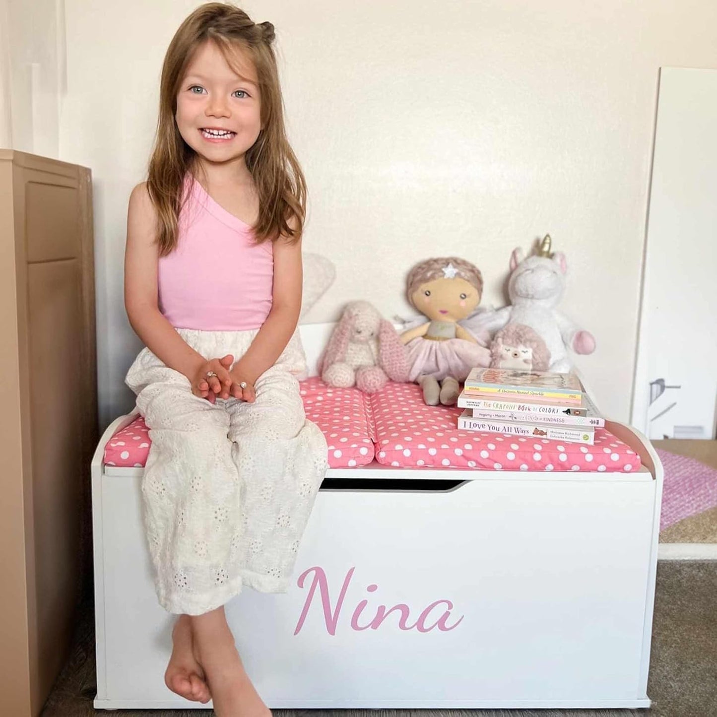 DIBSIES Personalized Creative Wonders Toy Box for Girls Storage