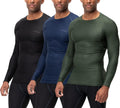 DEVOPS 3 Pack Men's UPF 50+ Long Sleeve Compression Shirts weather
