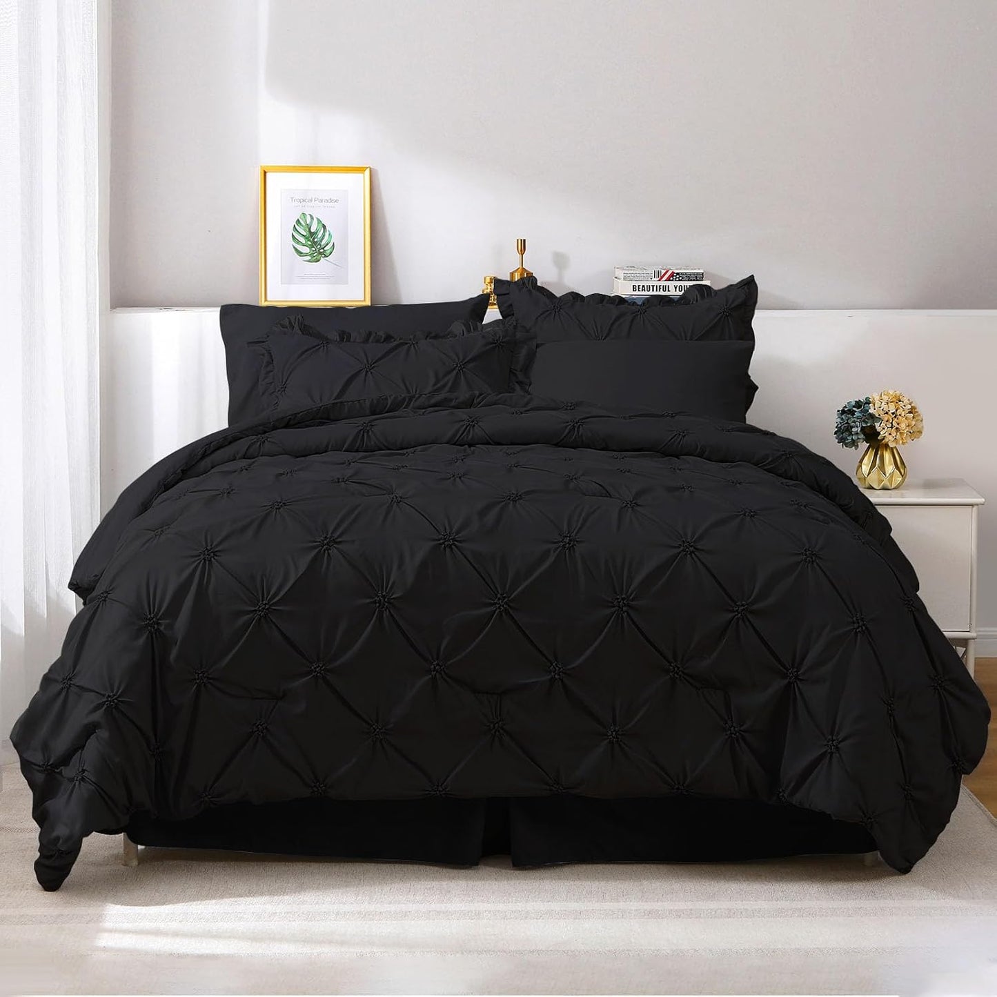 JOLLYVOGUE Queen Comforter Set 7 Pieces for Elegant Bedrooms