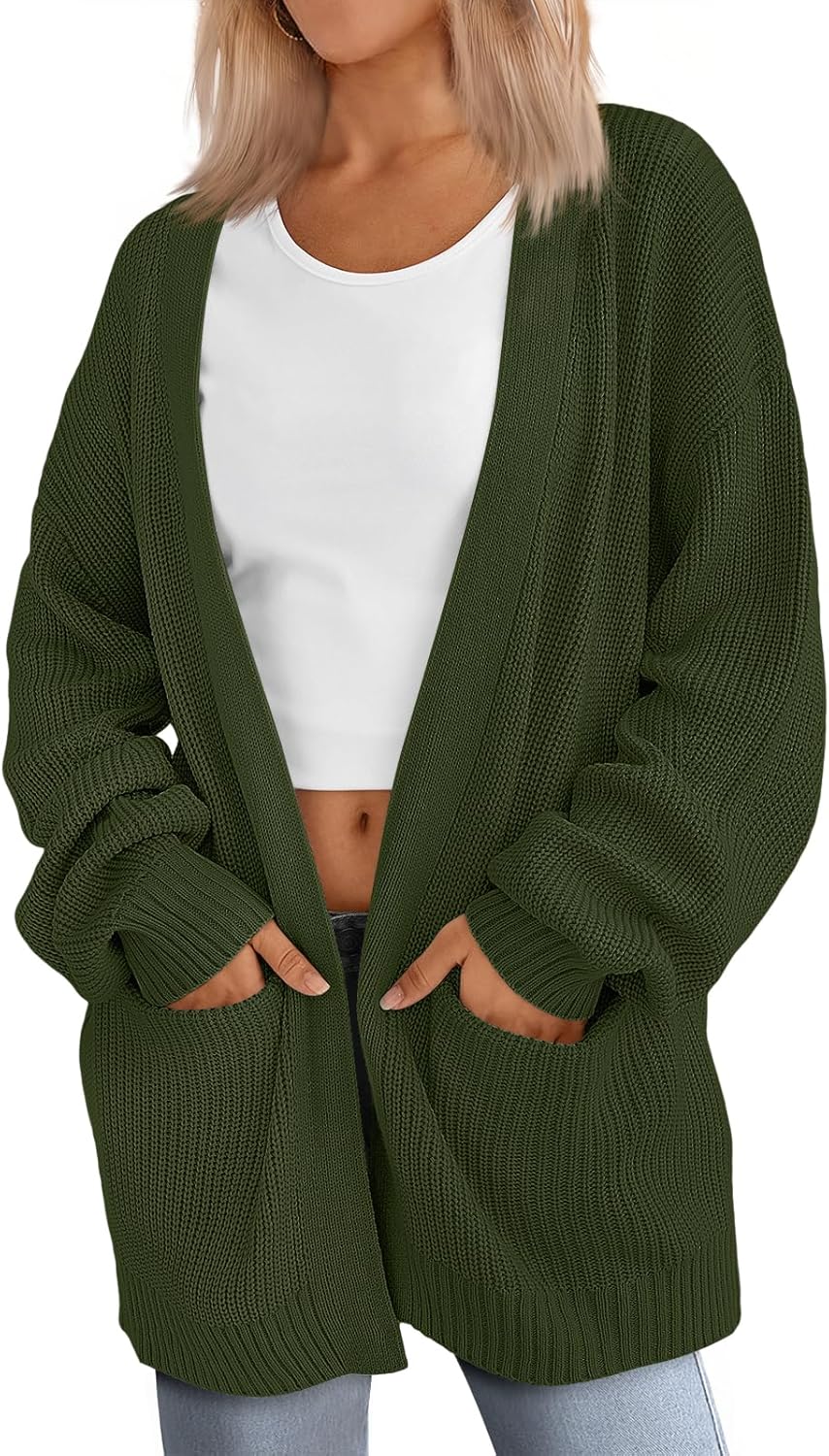 LILLUSORY Womens Oversized Cardigans Soft Knit Sweater with Pockets