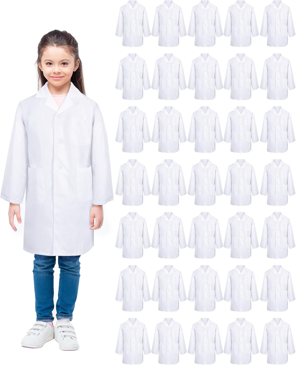 Kids Lab Coat Bulk for Halloween and Science Fun - 36 Pack