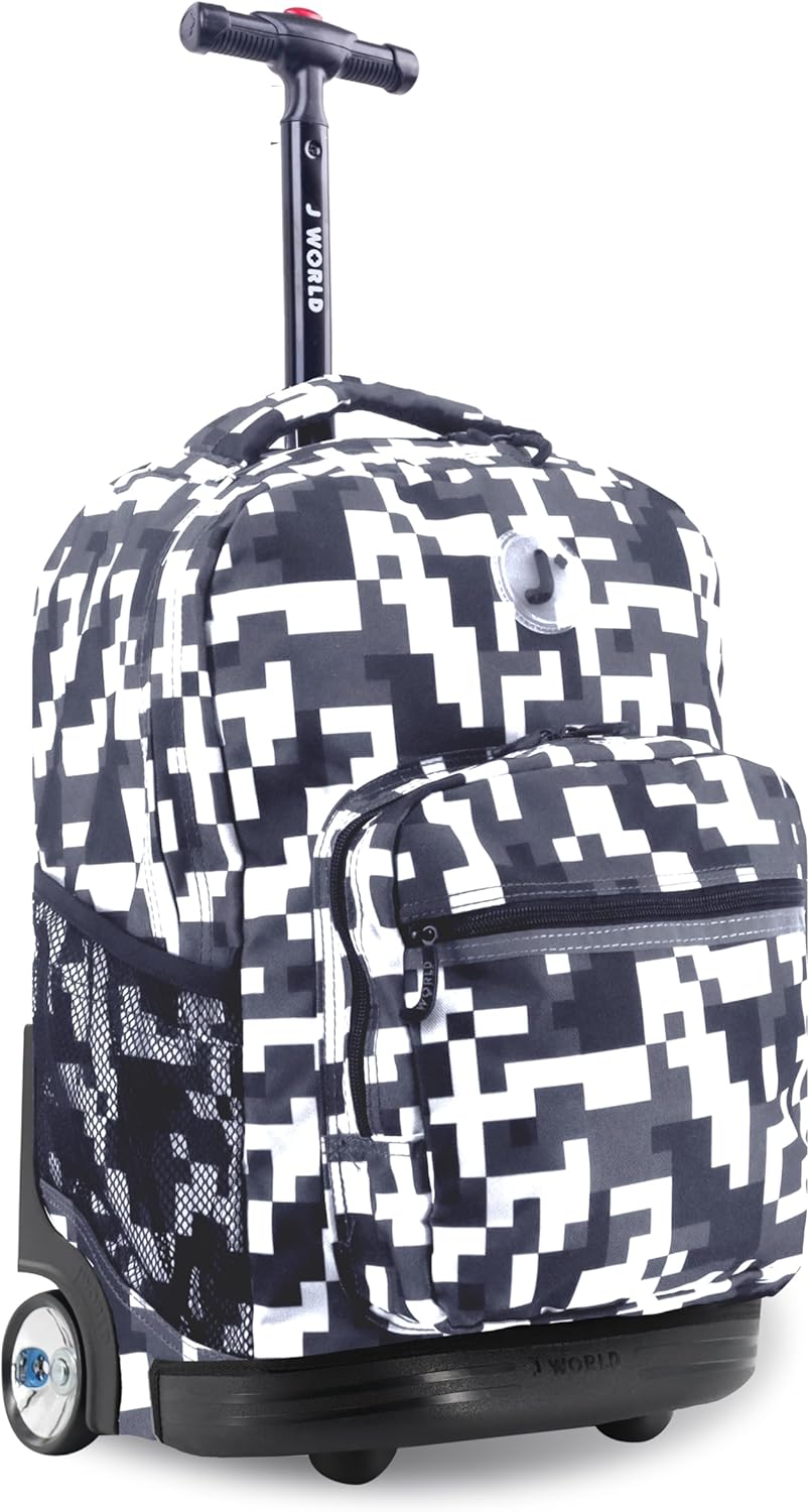 J World New York Sunrise Kids Rolling Backpack for School Use