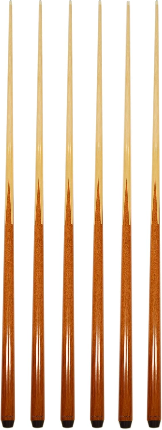 Set of 6 Pool Cues 36in to 57in Real 4-Prong Billiard Sticks