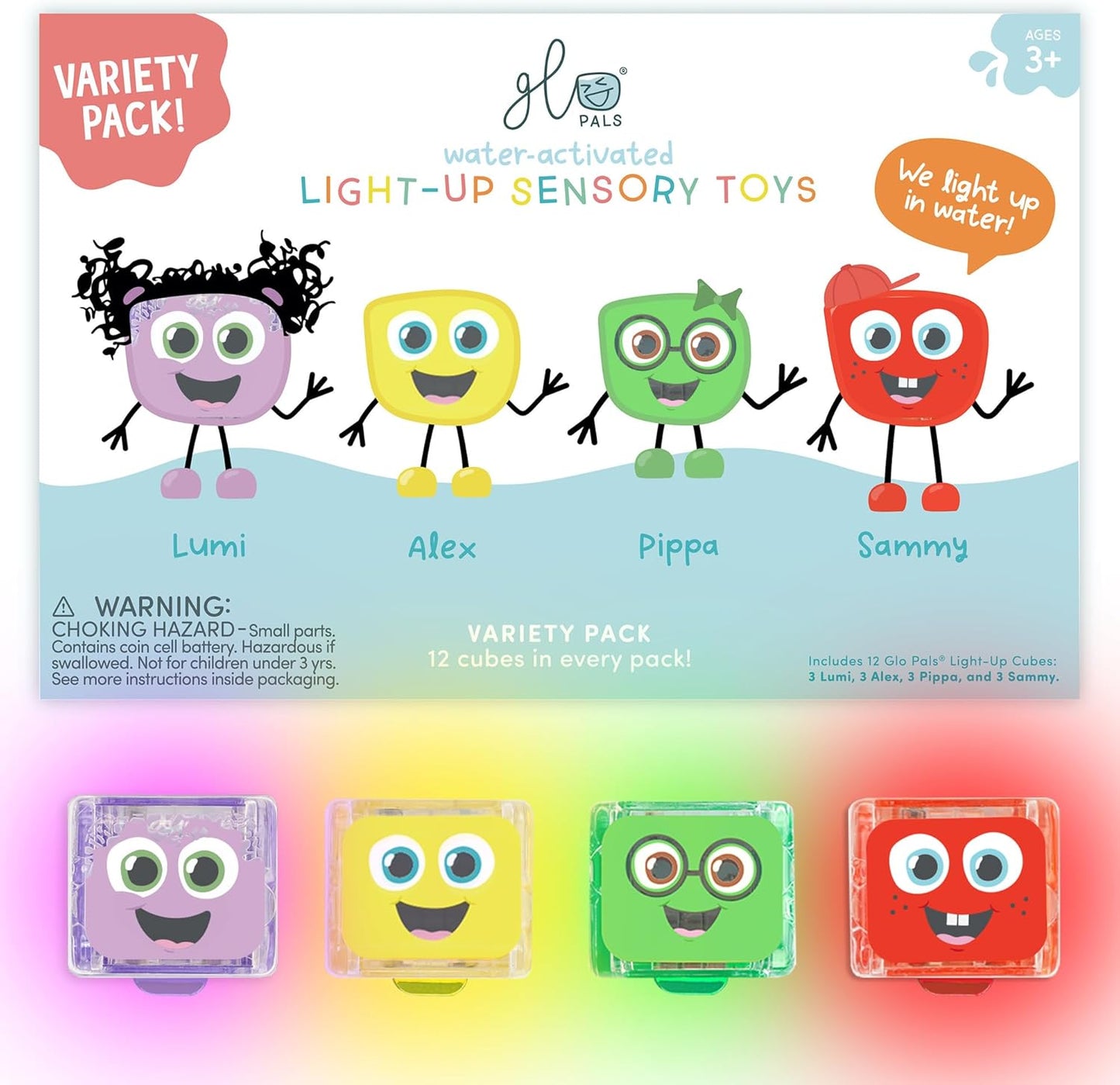 12 Pack Sensory Light-Up Cubes for Magical Play