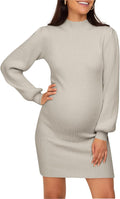 Maternity Sweater Dress Turtleneck Bodycon Mini - Stretchy, Soft Fit