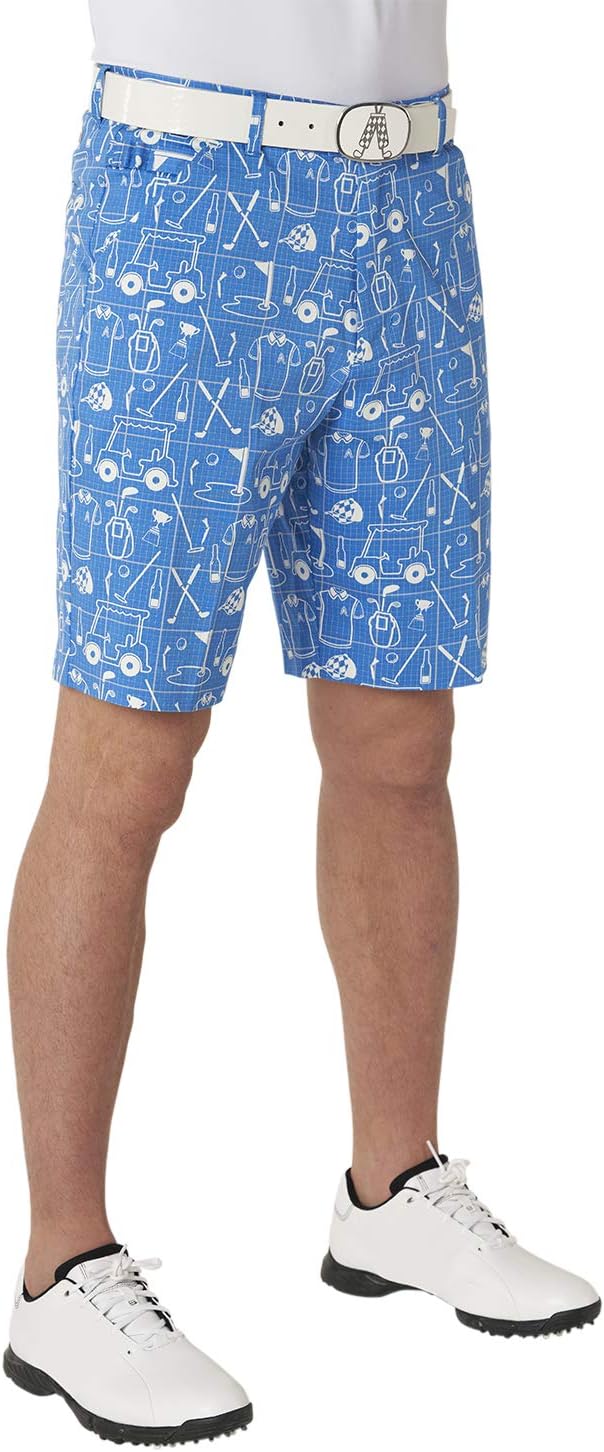 Crazy Golf Shorts For Men - Royal & Awesome Plaid Design