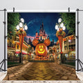 8x8ft Halloween Pumpkin Backdrop Night Street Backdrop - Lifelike