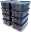 Rubbermaid Roughneck Tote 10 Gal 8 Pack - Durable Stackable Storage