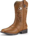 Rollda Boys Cowboy Boots Kids Western Boots Square Toe - Classic Style