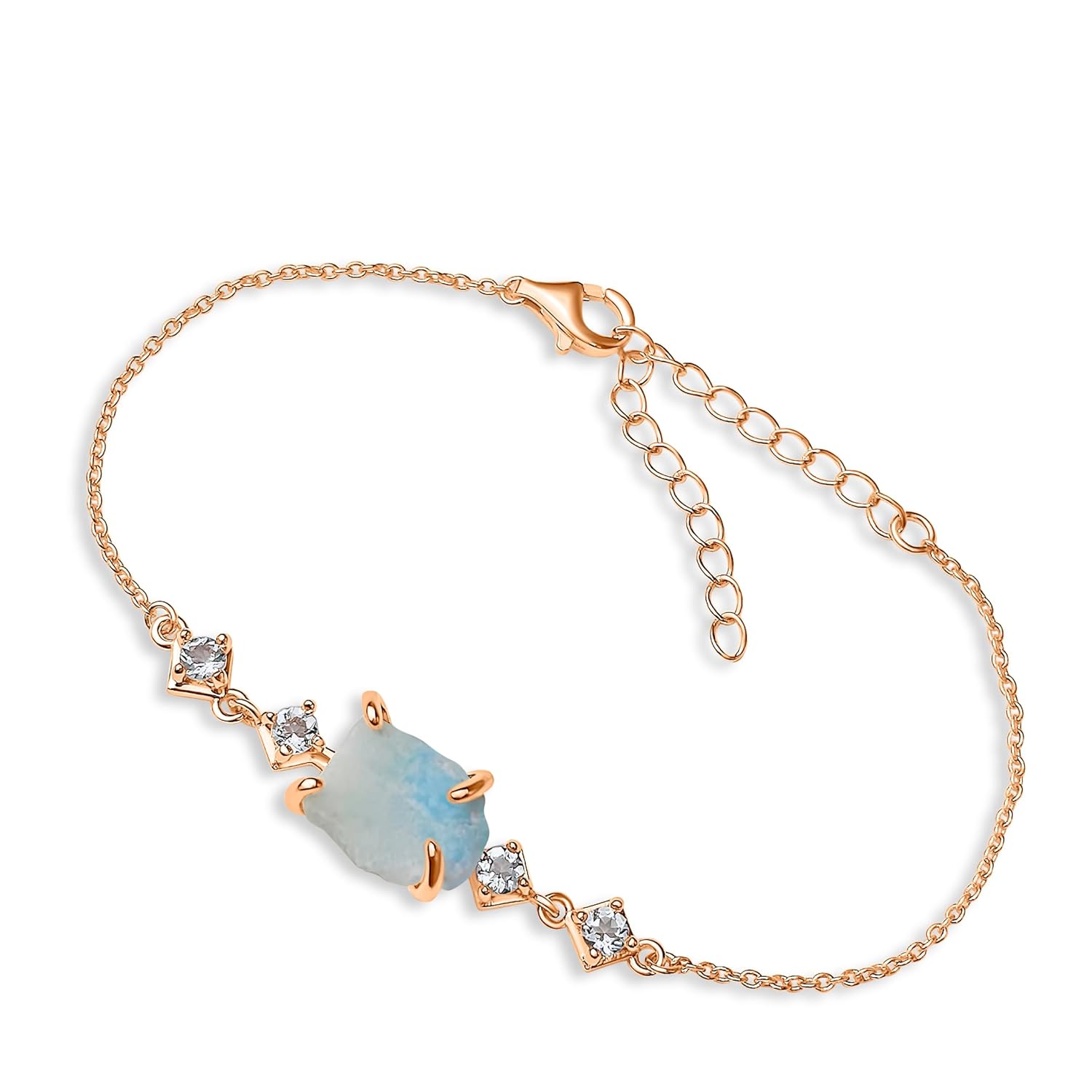 Raw Larimar Chain Bracelet Birthstone Gift for Her Special Occasions