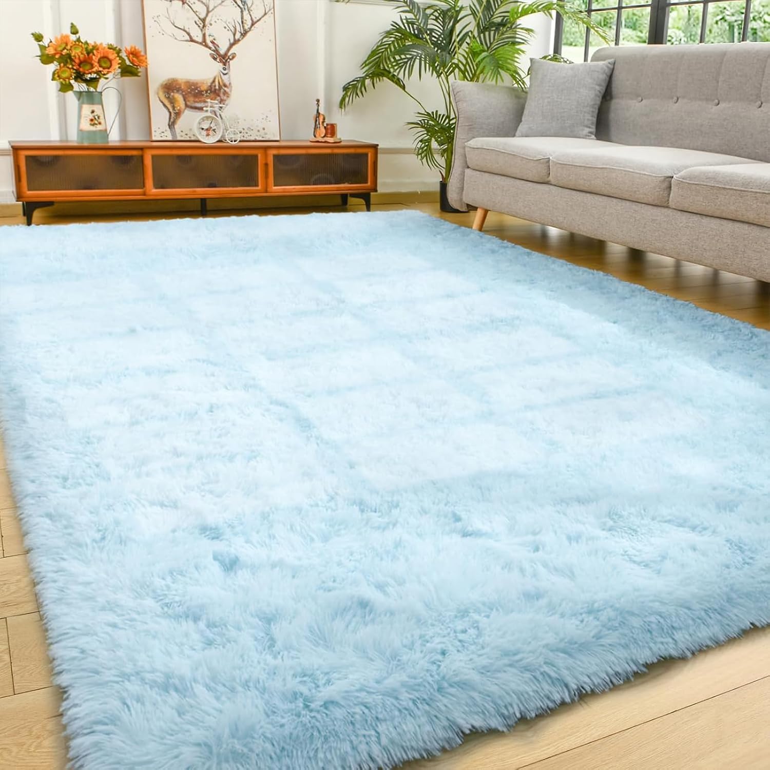 YJ.GWL Area Rugs for Living Room Bedroom, Soft Fluffy Shag Rug