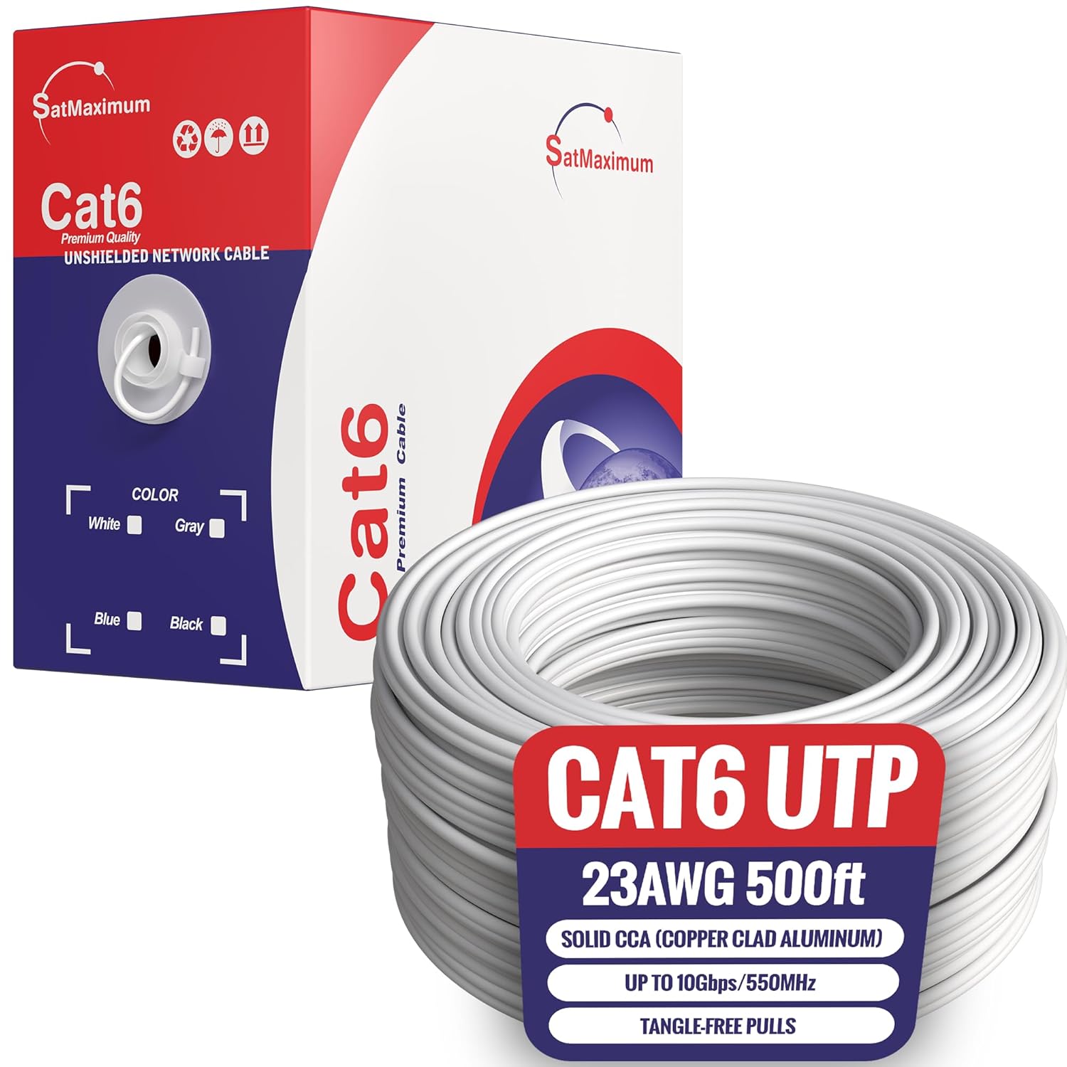 CAT6 500FT Solid Cable for High-Speed Ethernet Connections
