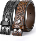 Western Leather Belt Strap for Men Women - Snap On Western Style