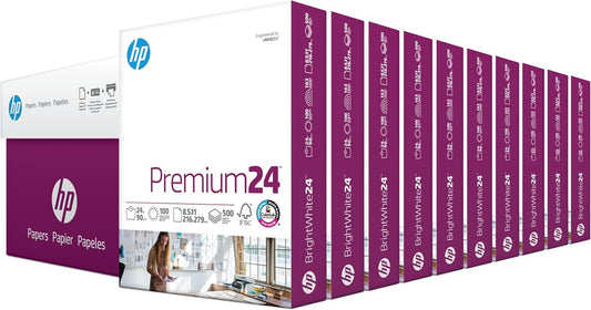 HP Premium 24 lb Paper - 8.5 x 11 - 100 Bright - 5000 Sheets